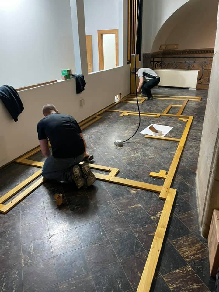 Installing and leveling the floor frame