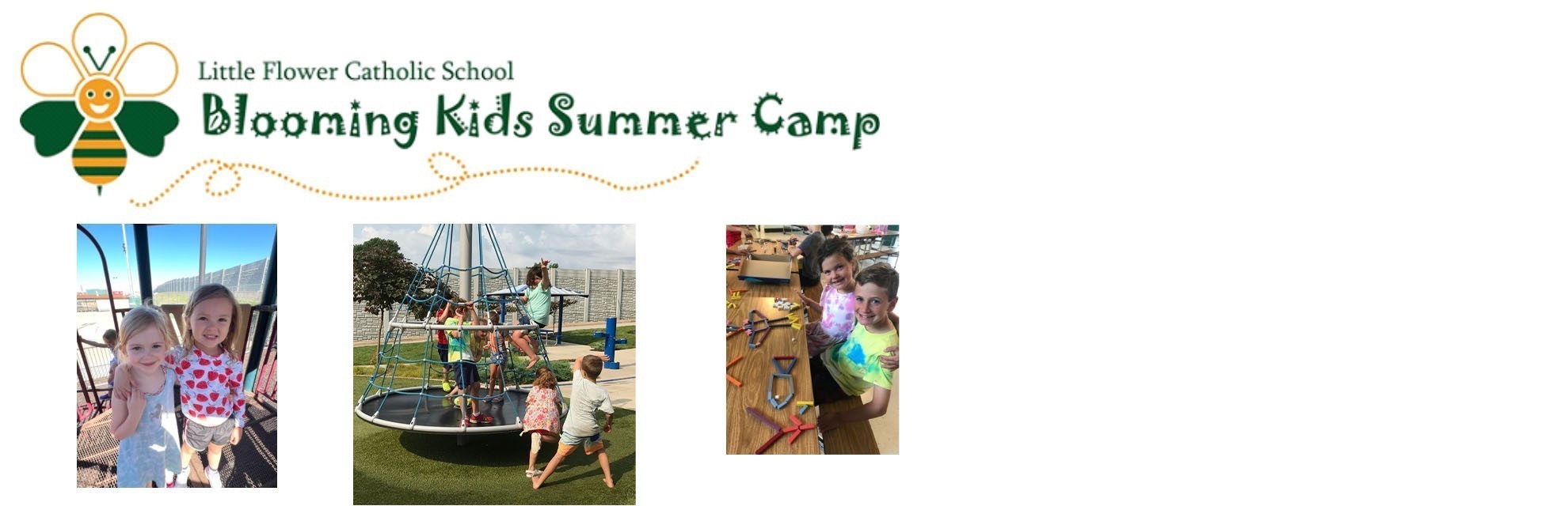 Children playing and enjoying summer camp at Little Flower Catholic School.